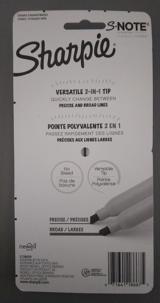 3 Packs Sharpie S•note 6 Ct Creative Marker Precise & Broad Chisel Tip