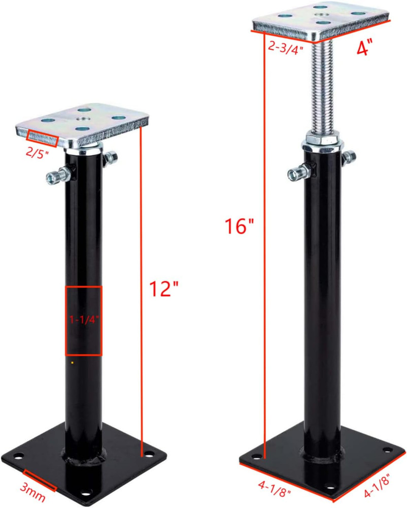 2 Pack Floor Jacks, Basement Use, Telescoping Jacks with 12"-16" Adjustment Rang