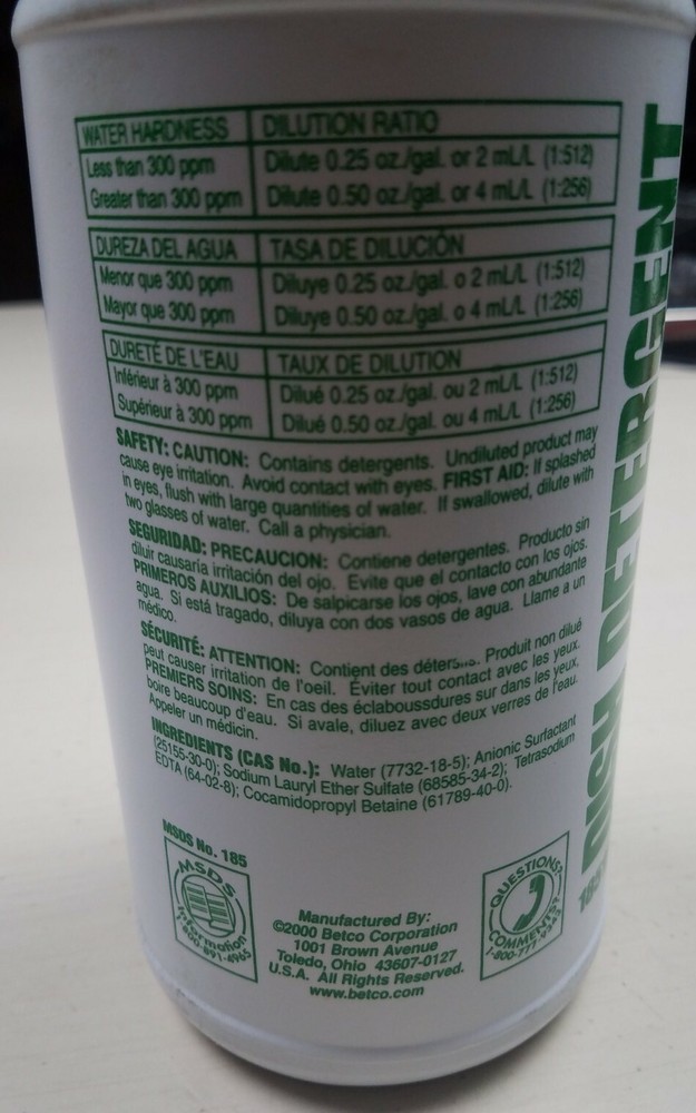BETCO 18512 IN-SYNC Dish Detergent 1qt
