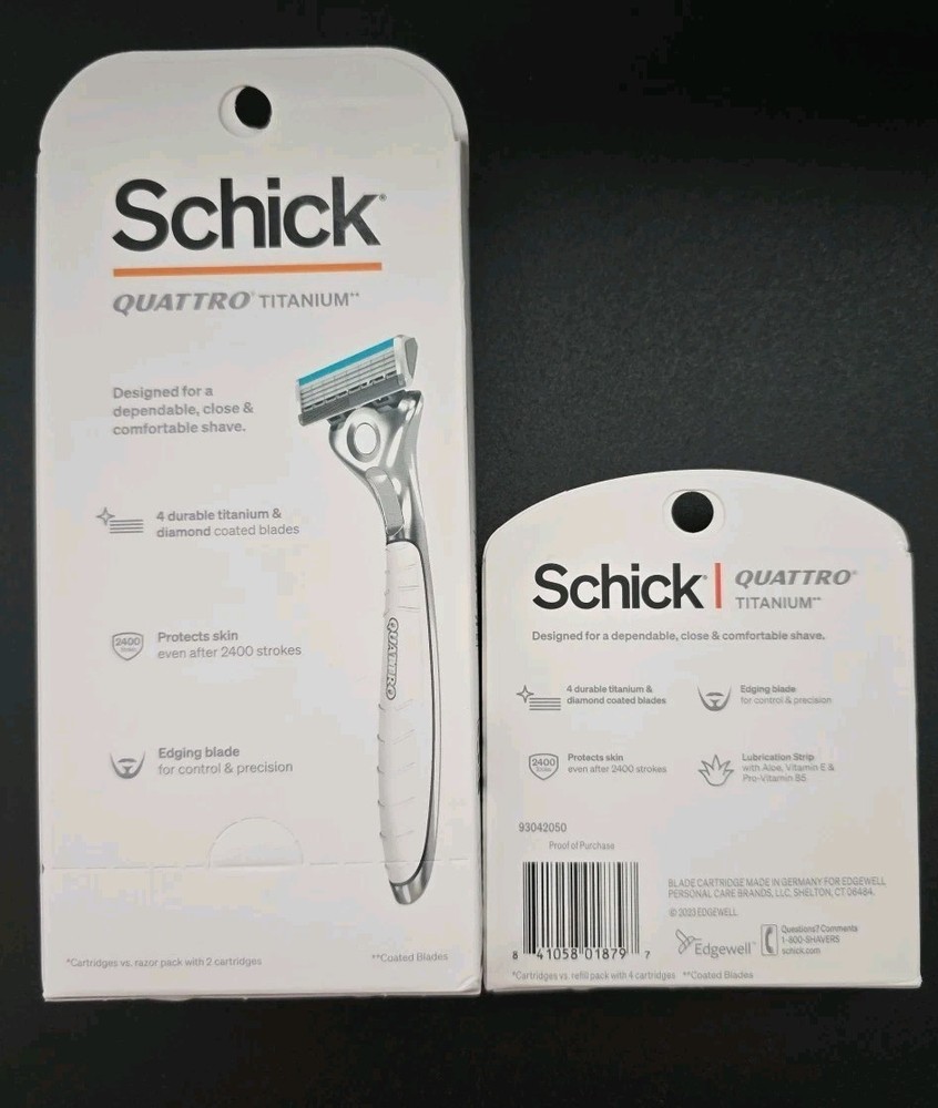 Schick Quattro Titanium Razor Handle + 12 Replacement Cartridges Value Pack