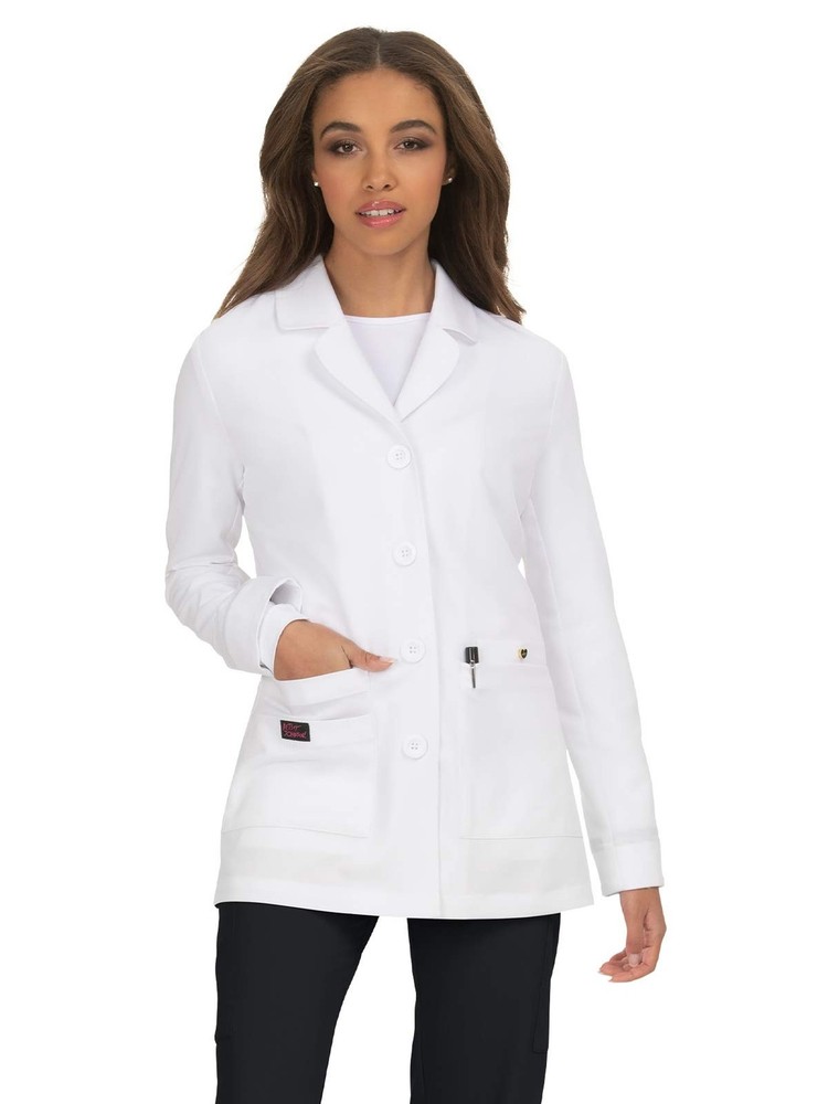 KOI Essentials Canna Women's 5-Pocket Stretch Lab Coat Large White