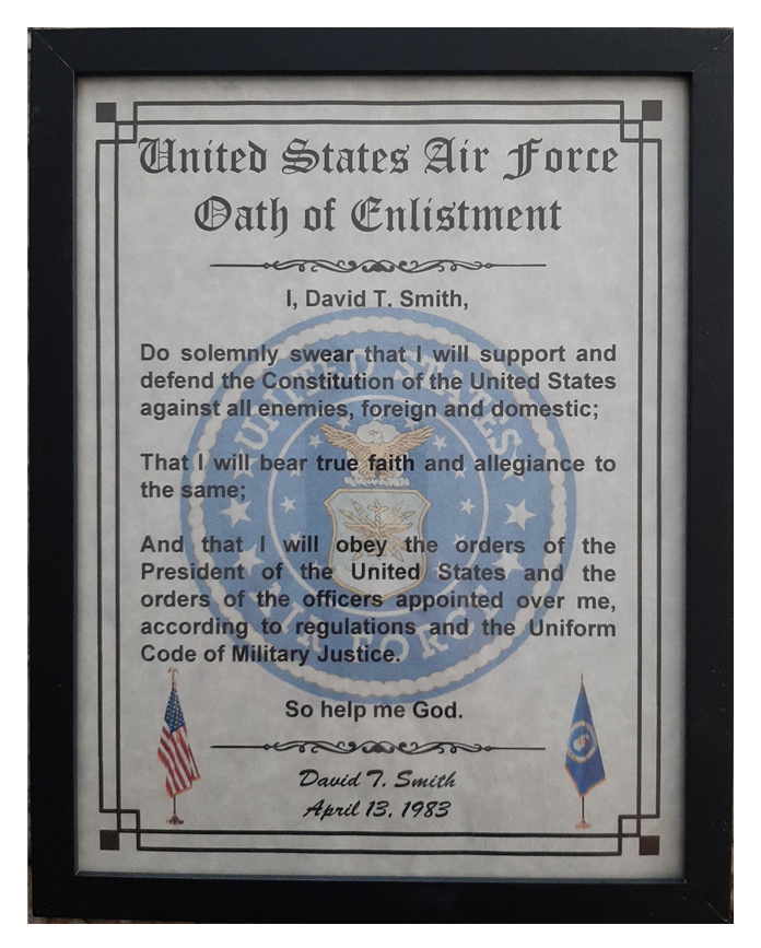 MC-NICE: AIR FORCE Oath of Enlistment Certificate Name & Date PERSONALIZED