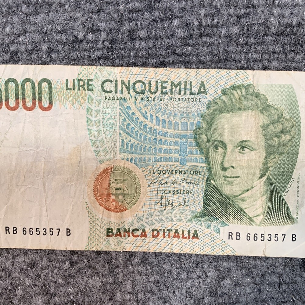 ITALY 1985 5000 LIRE NOTE / BELLINI