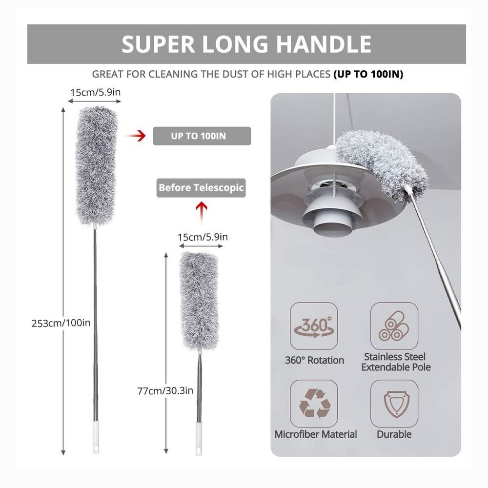 Webster Cobweb Duster, Feather Duster for Home, Extendable Dusters for Cleani...