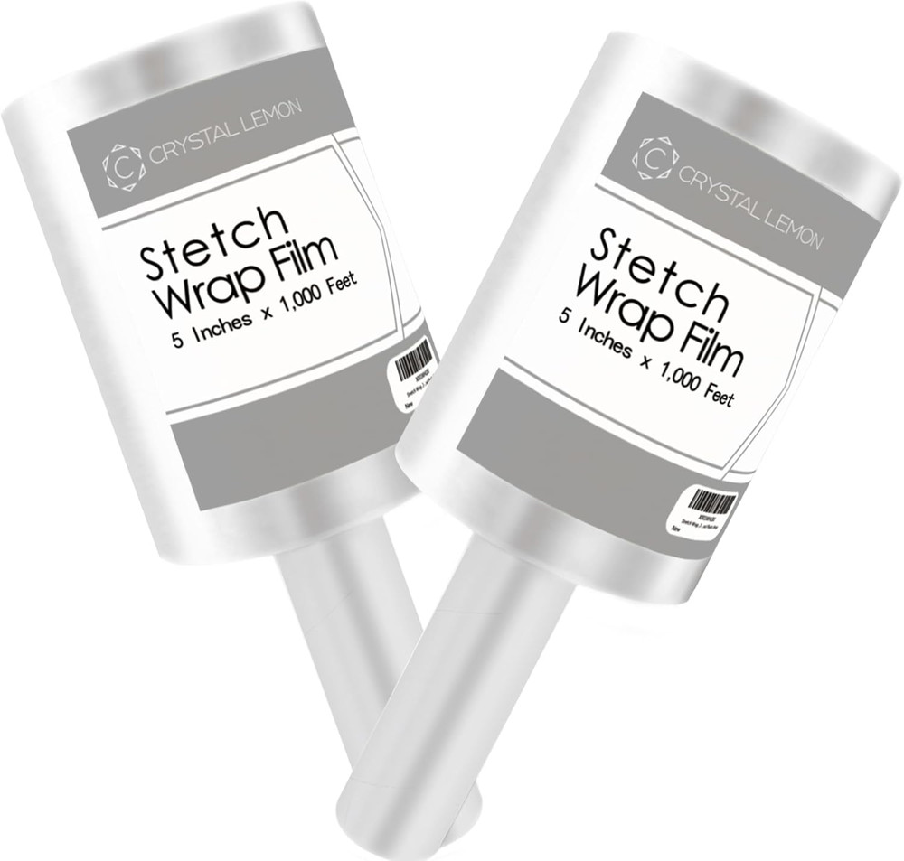 C CRYSTAL LEMON Mini Stretch Wrap for Packing, 2 Pack 5" X 1000Ft Clear Handheld