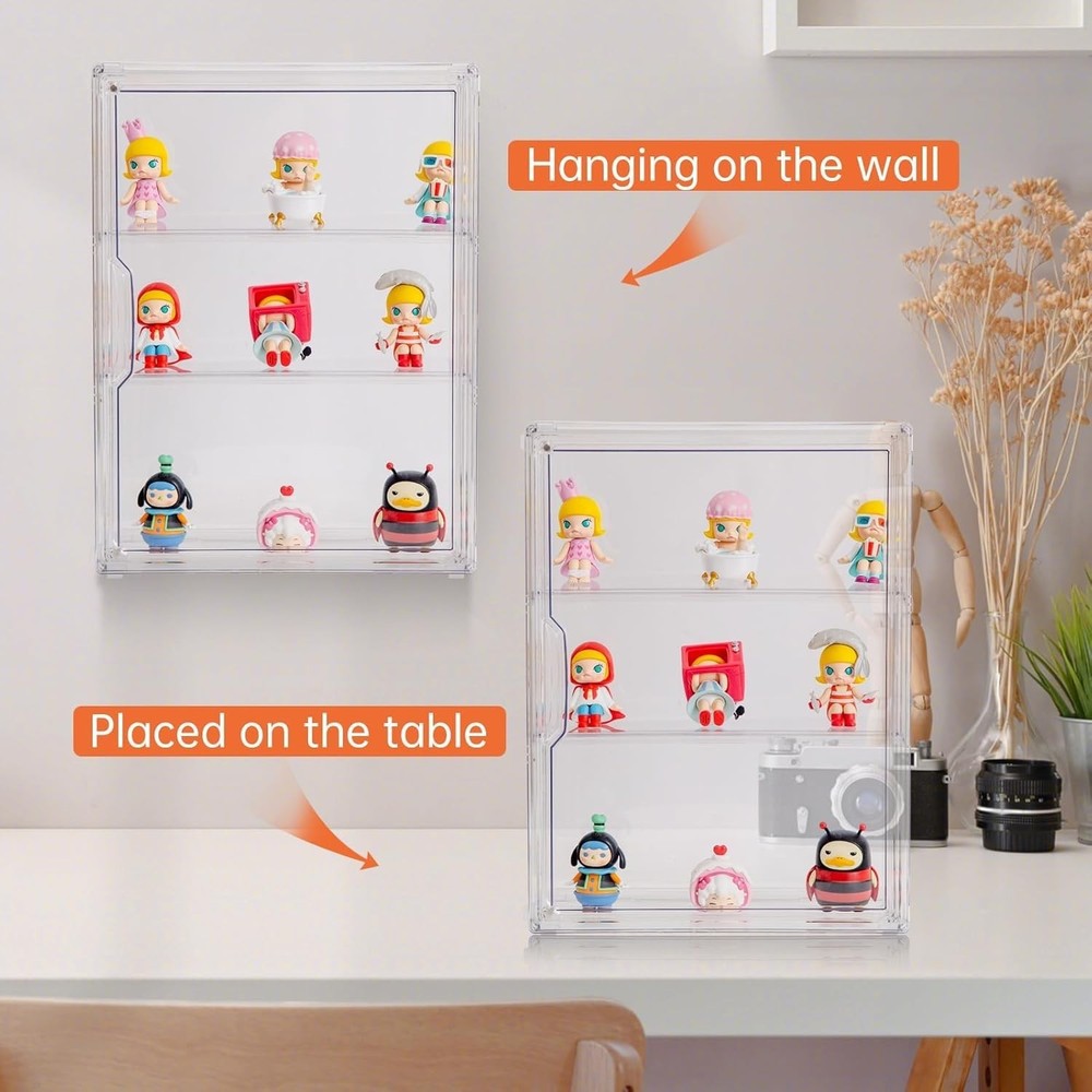 Stackable Clear Acrylic Organizer for Action Figures - Magnetic Access - 2 Pack