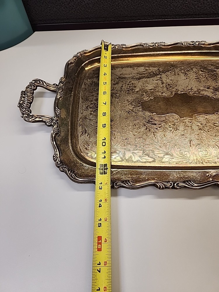 Vintage Oneida Georgian Scroll Large Silverplate Handled Tray