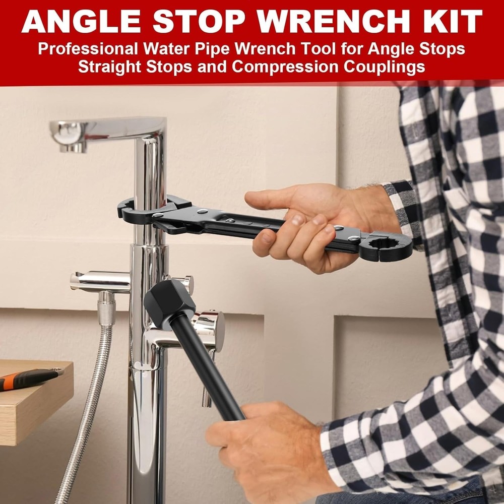 5 Pcs Angle Stop Wrench Kit Plumbing Tool, Compression Sleeve Puller
