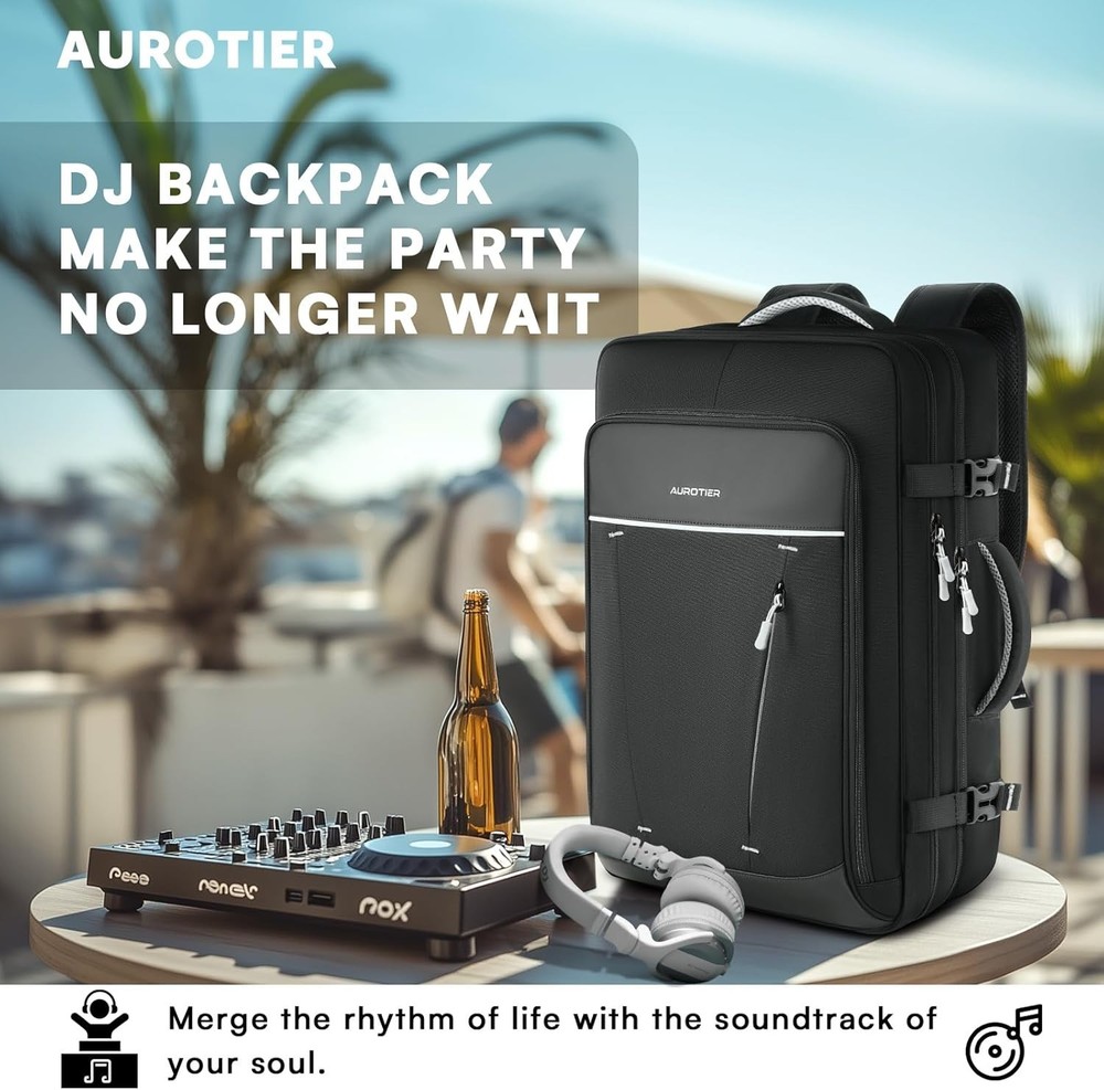 DJ Controller Case Grey Padded Backpack w/ Laptop Sleeve & Organized Pockets