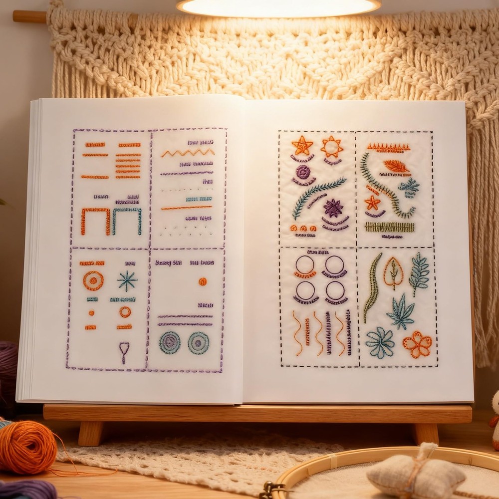Embroidery Stitch Book Kit - Portable with Multiple gray