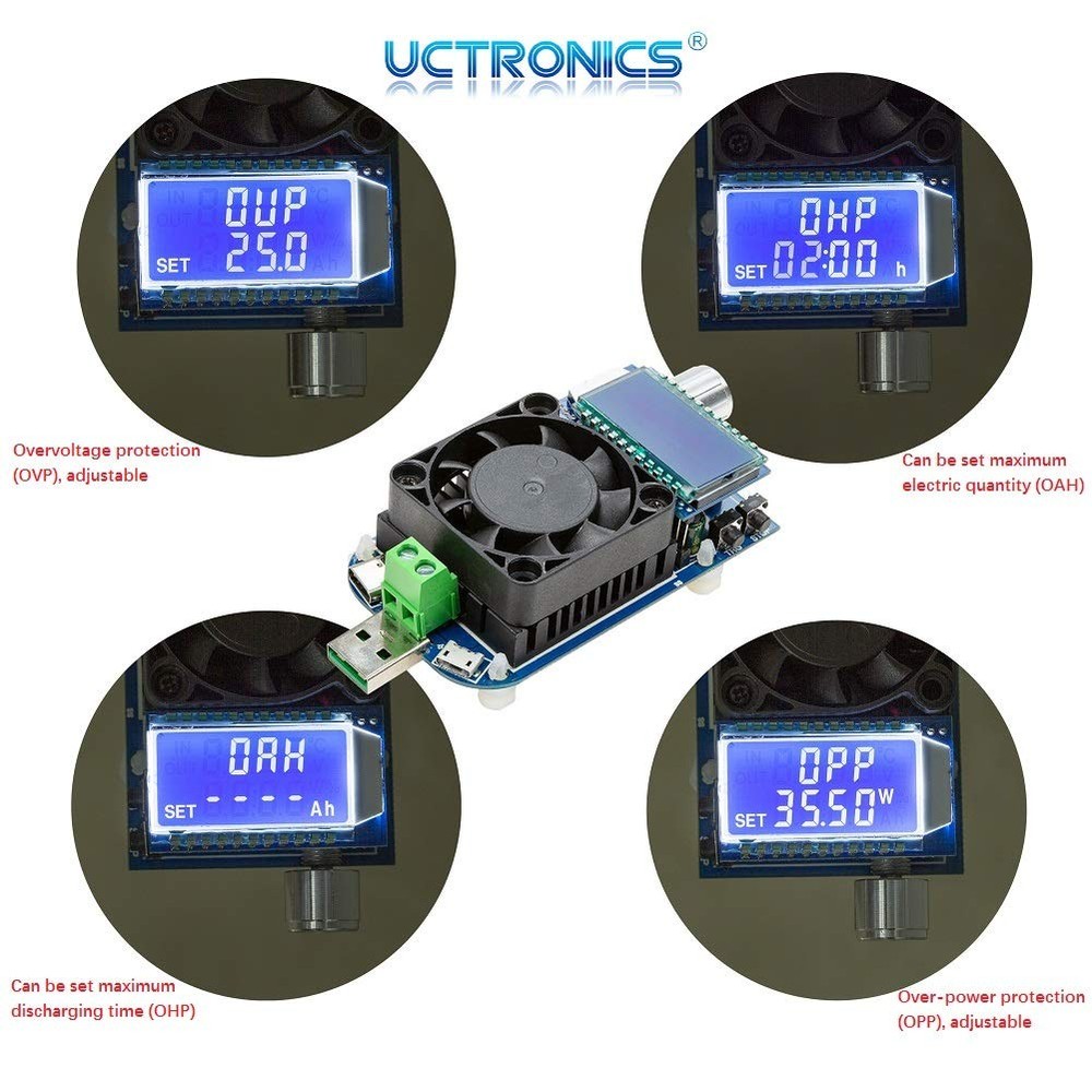 Electronic USB Load Tester, Adjustable Discharge Resistor Module 35W, Test an...
