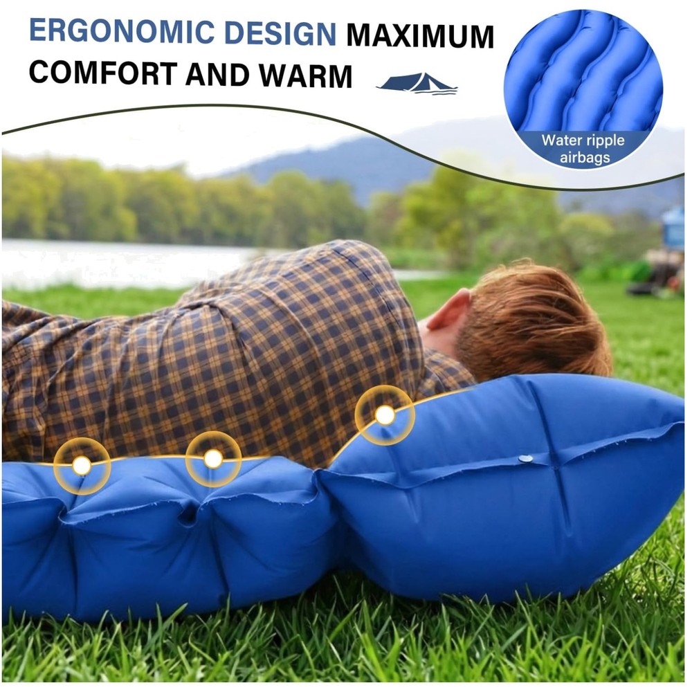 Compact Camping Sleeping Mat with Built-in Pillow