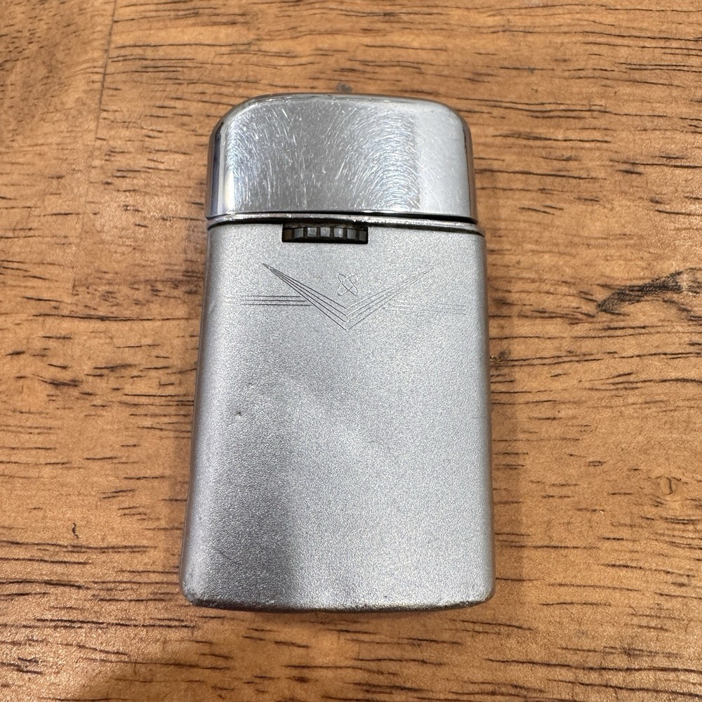 Vintage Ronson Cigarette Lighter Silver Atomic Midcentury Modern