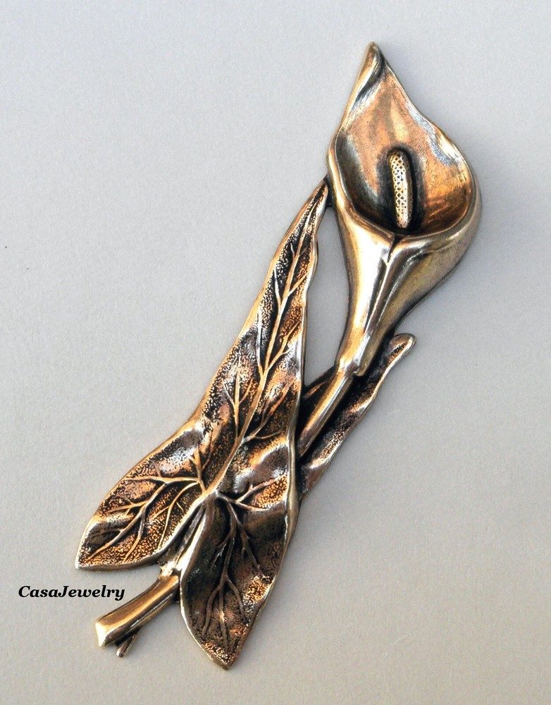 #5021 ANTIQUED GOLD CALLA LILY & LEAF COMPONENT - 1 Pc
