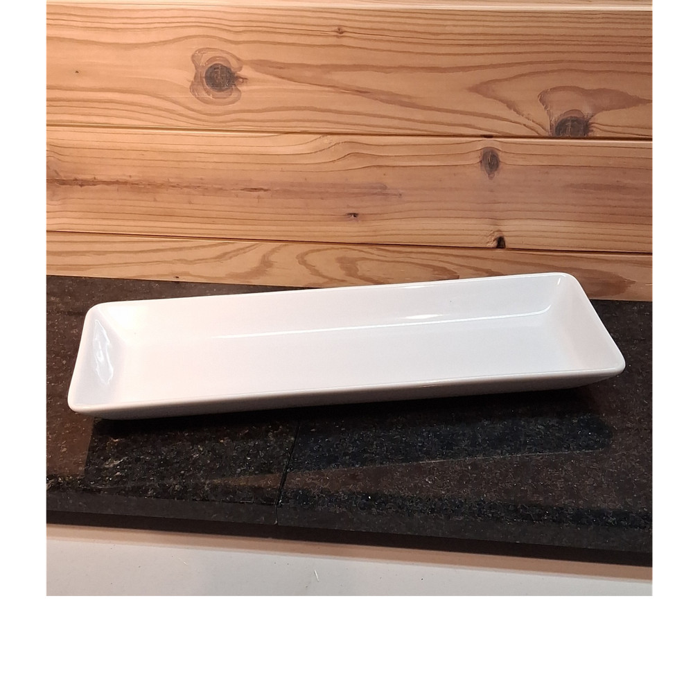 Pampered Chef Ceramic White Rectangular Platter 15x6" Microwave Dishwasher Safe