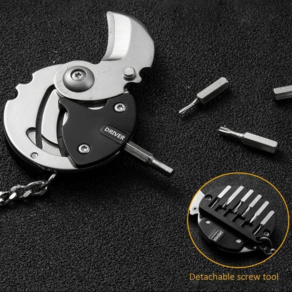 Multifunction Keychain Screwdriver Hex Coin Folding EDC Tool Mini Knife