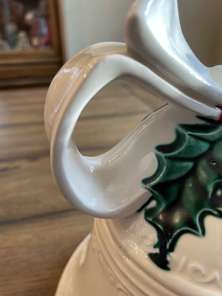 Christmas Bell Cookie Jar With Bow 8” Tall Ceramic