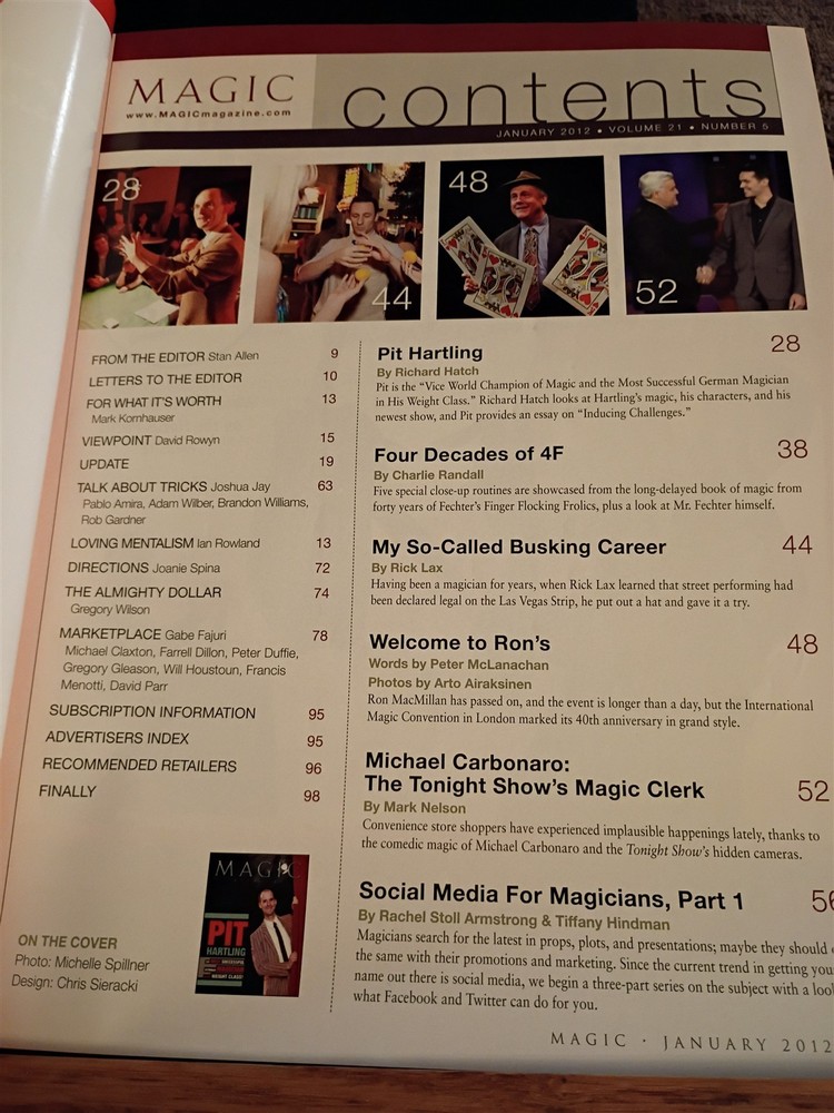 Pit Hartling Magic Magazine Issue January 2012 #13
