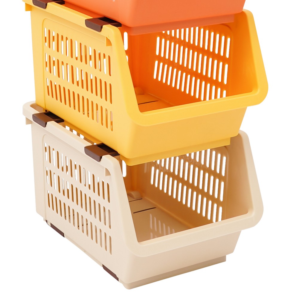 4PACK Household Plastic Storage Baskets, Small Pantry Organizer Bins Stackable