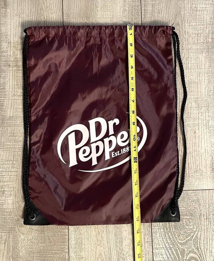 Dr Pepper Drawstring Backpack Maroon Cinch Bag