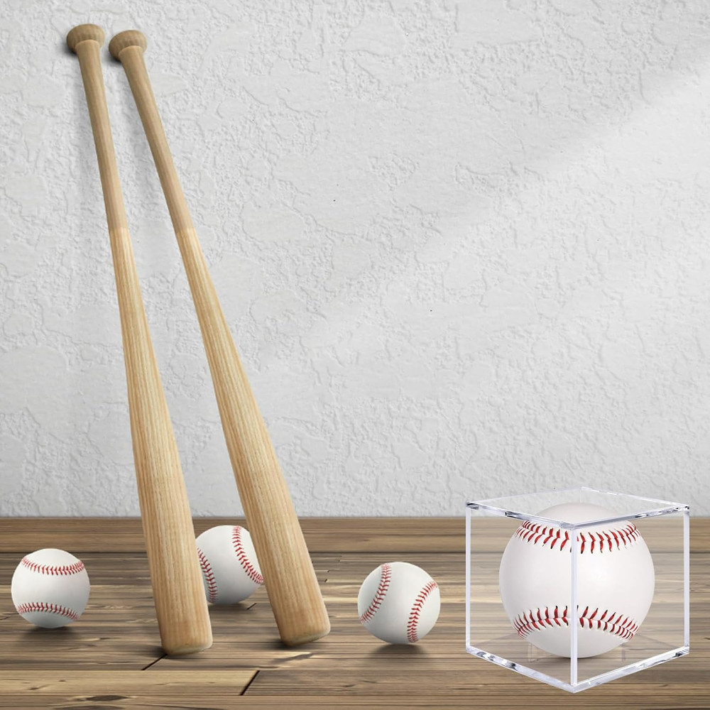 2 Pack Baseball Display Case, UV Protected Acrylic Baseball Holder Display Case,