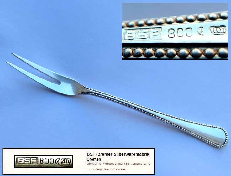 Serving Fork/Serving Fork , Beaded Edge Decor, BSF, 800er Silver F282