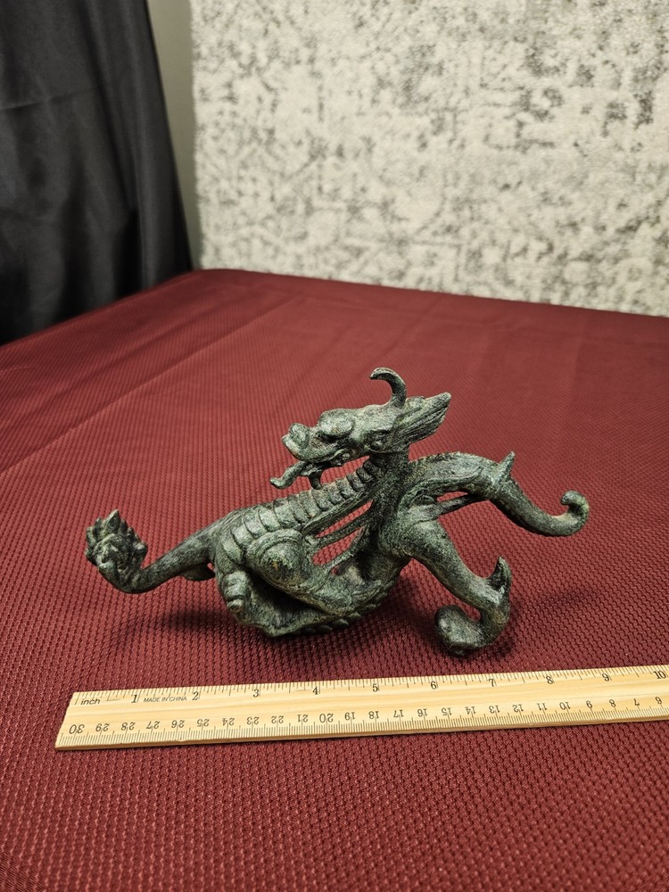 Vtg Bronze Dragon 9x5"