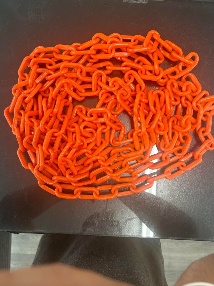 Orange Plastic Chain 18 ft (Thick width) - Great for Halloween/Parties/Etc.