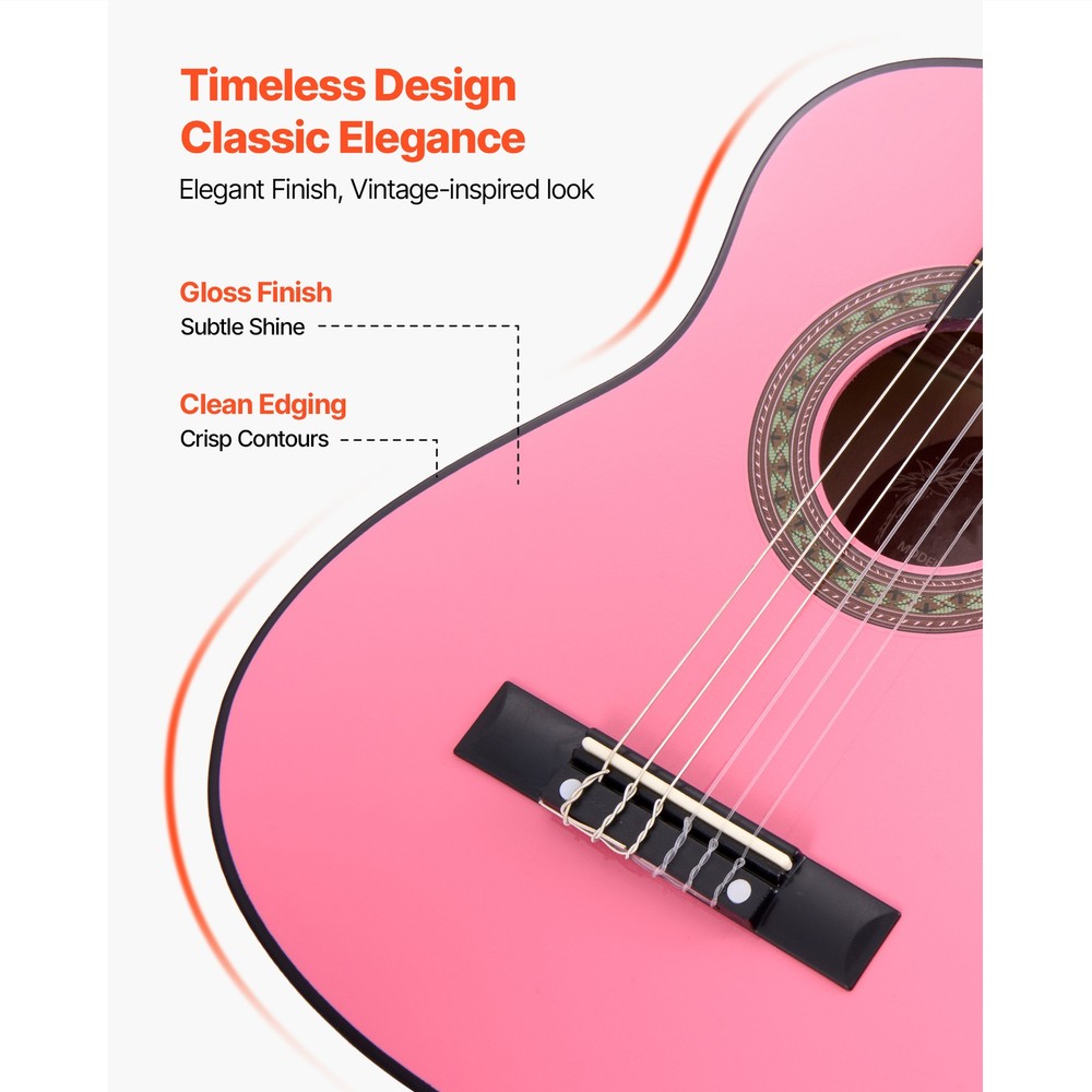 Uimoso 30-Inch Classical Guitar Starter Kit with Nylon Strings, Pink