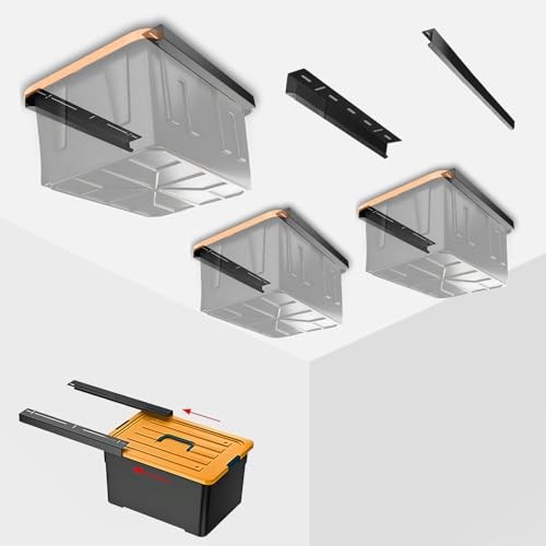 Overhead Garage Storage Rack, Adjustable Ceiling Mounted Garage Organizer, 4pcs