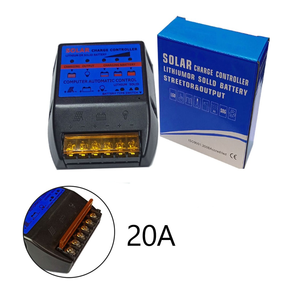 Solar Photovoltaic Charge Controller 20A 12V Solar Panel Battery Controller Blue