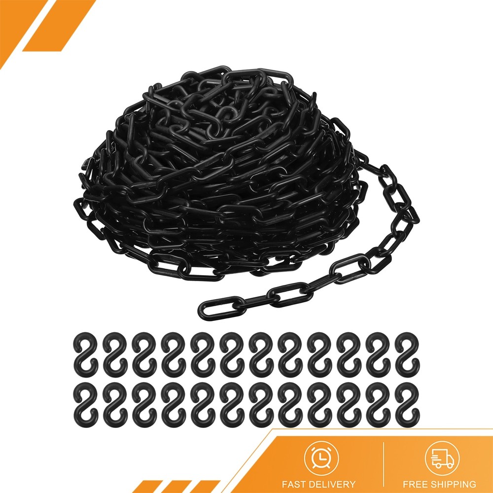 1Pcs Plastic Chain 100 Foot 2" Safety Chains Black Plastic Chains
