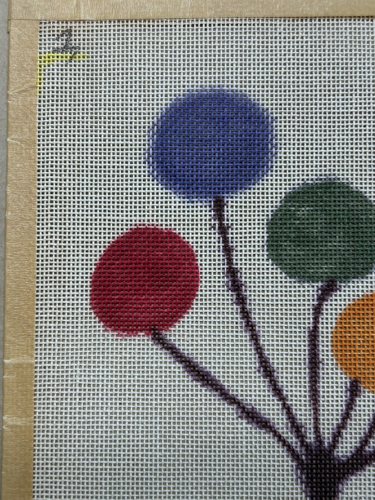 Balloons Bouquet Tree Needlepoint Canvas Colorful Pattern Hand Painted