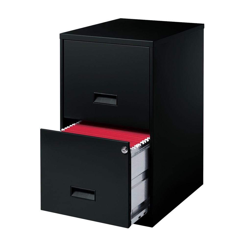 18" Deep 2 Drawer Letter Width Vertical File Cabinet, Black