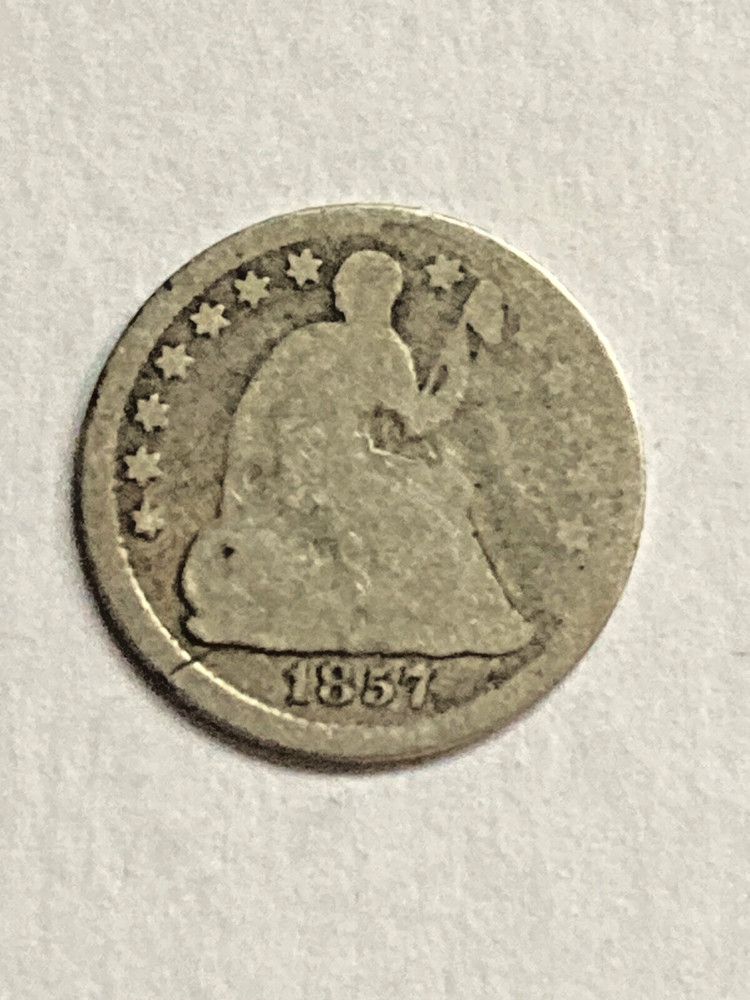 1857 Silver Liberty Seated Half Dime