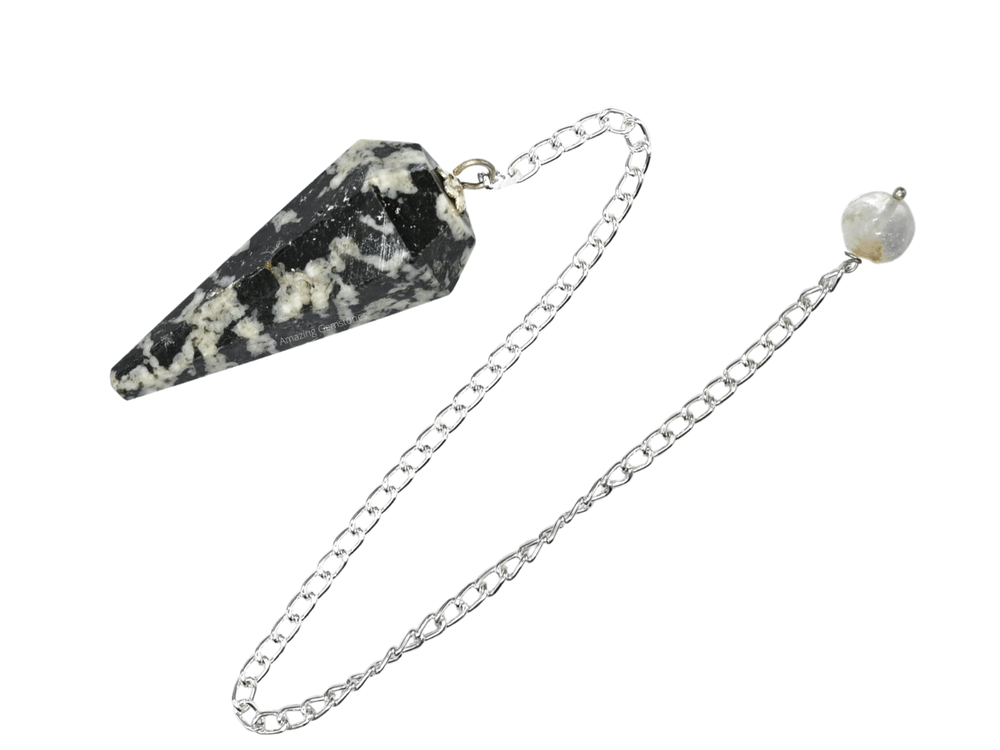 Black & White Tourmaline Dowsing Crystal Pendulum