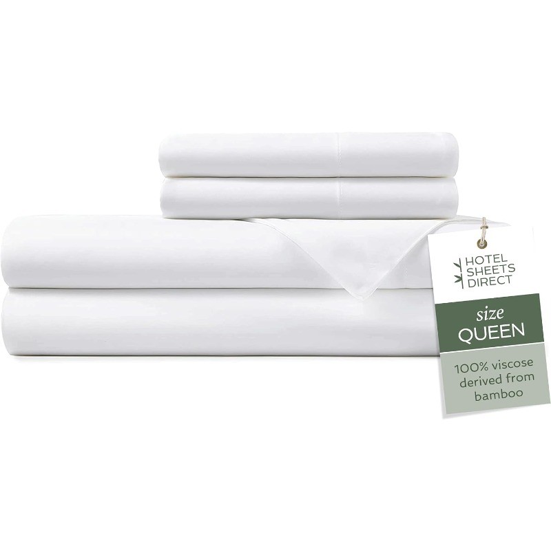 4 Piece Bed Sheet Set Queen Size, 100% Viscose Derived from Bamboo Sheets Set