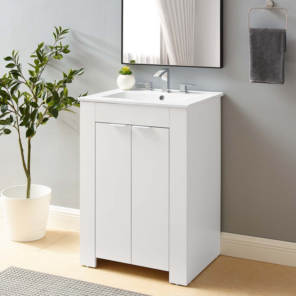 Modway Maybelle 24" Bathroom Vanity In White White