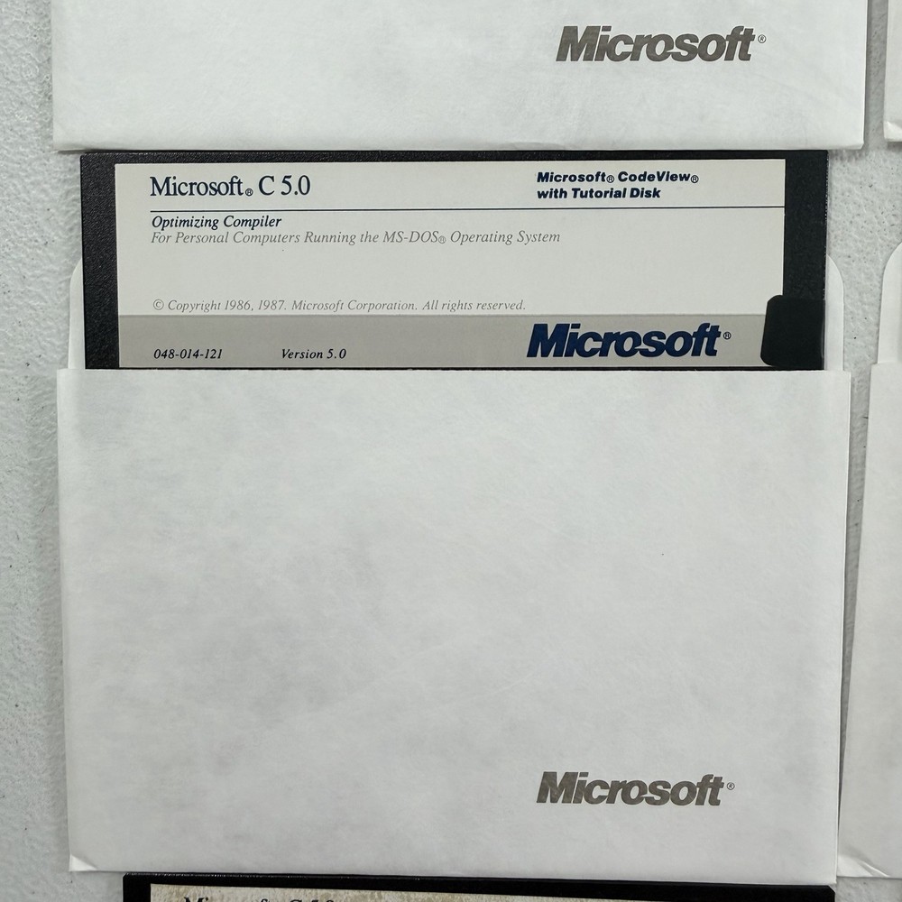 Vintage Software Microsoft C 5.0 Lot 5.25" Diskettes 1987