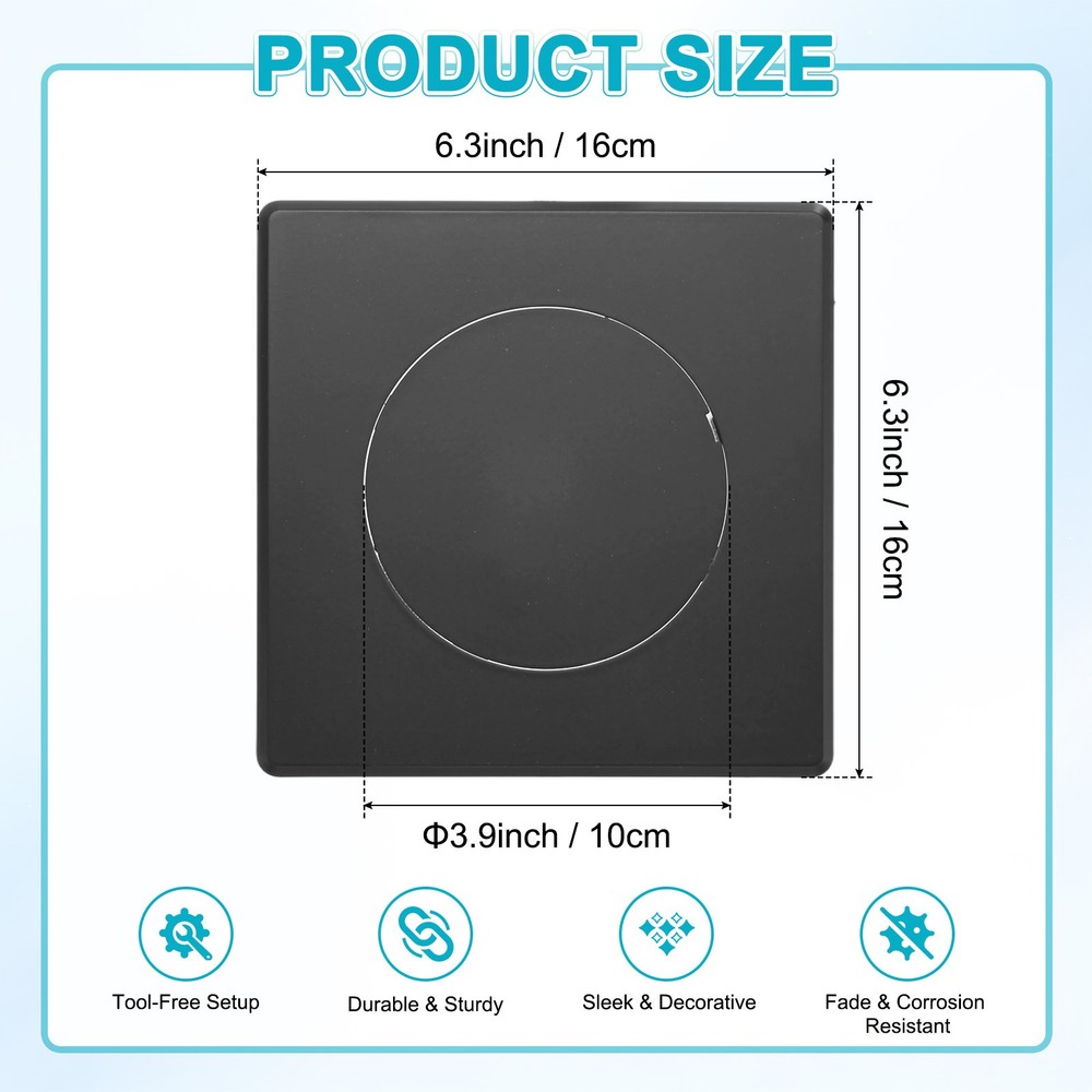 1-Pack Access Panel for Drywall, 4x4" Plastic Removable [Black, Round]