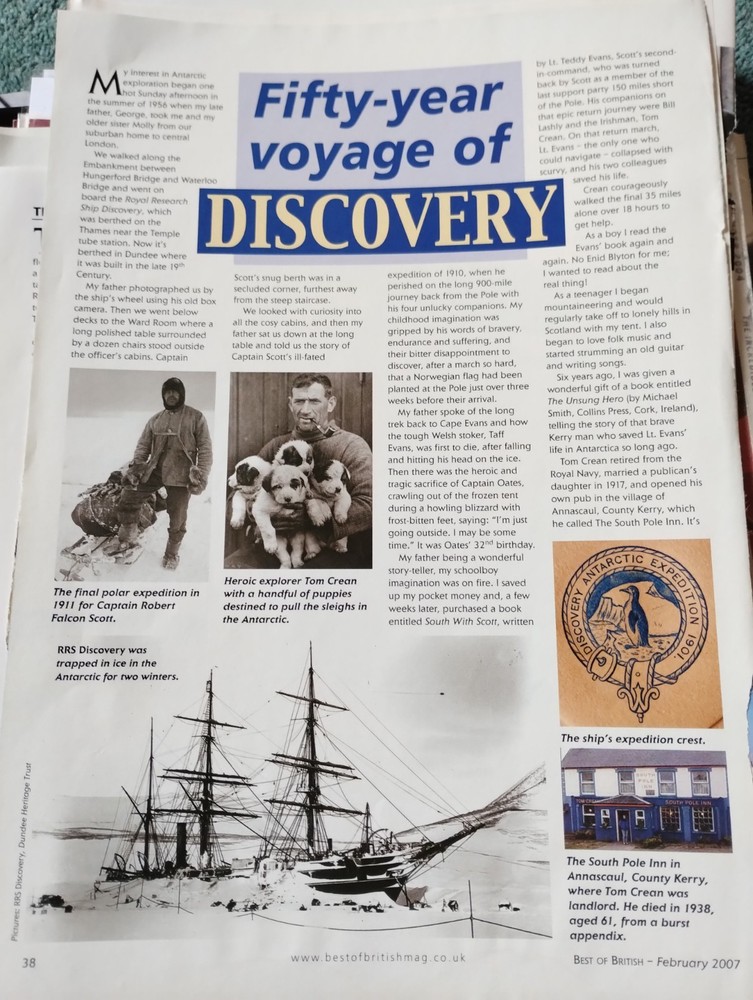 Sk280 Ephemera 2007 Article Explorer Tom Crean