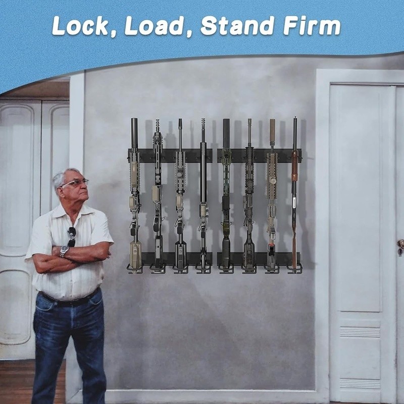 Wall Mounted Gun Rack Durable Adjustable Space Saving Gun Storage Organizer New