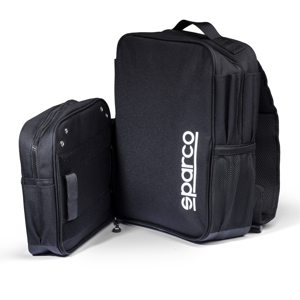 Sparco Co-Driver Plus Bag / Backpack - Black (Dual Compartments, Net Pockets)