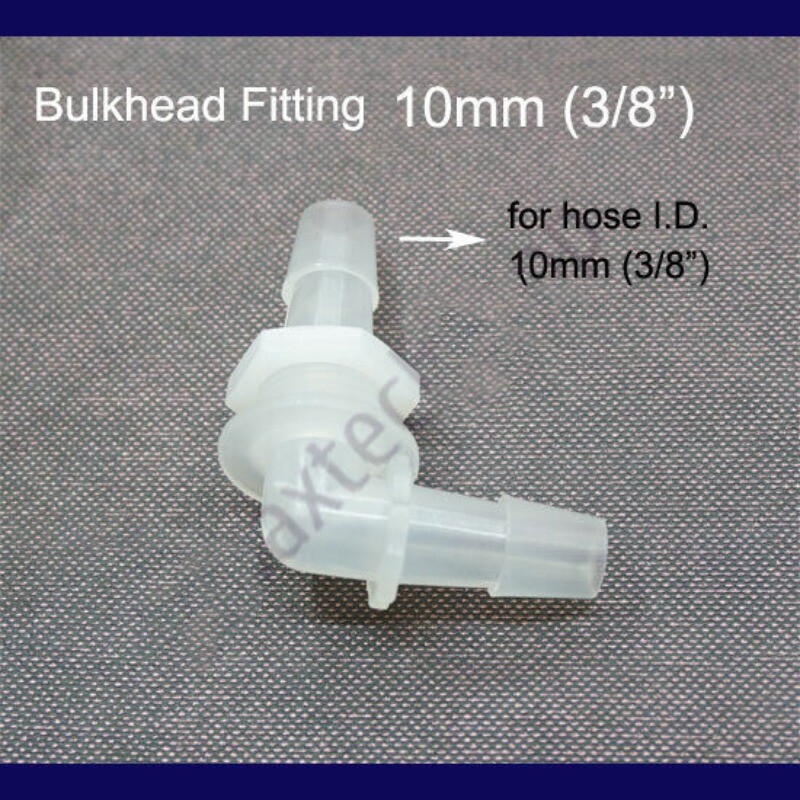 Elbow Bulkhead 3/8 10mm Plastic 90 ° Fitting Hose Barb Connector Adapter -