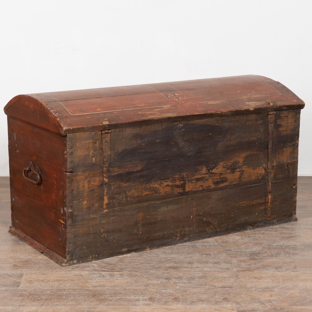 Danish Original Painted Dome Top Pine Trunk dated 1862