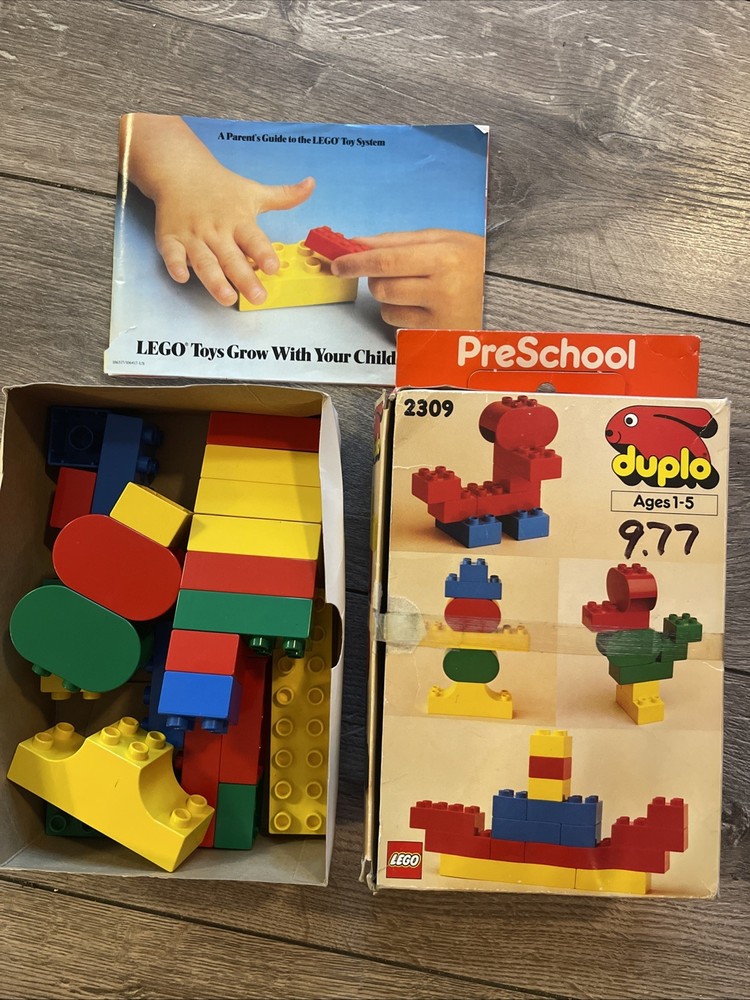 1984 LEGO Duplo Preschool Basic Blocks Set 2309 w/box and Book COMPLETE