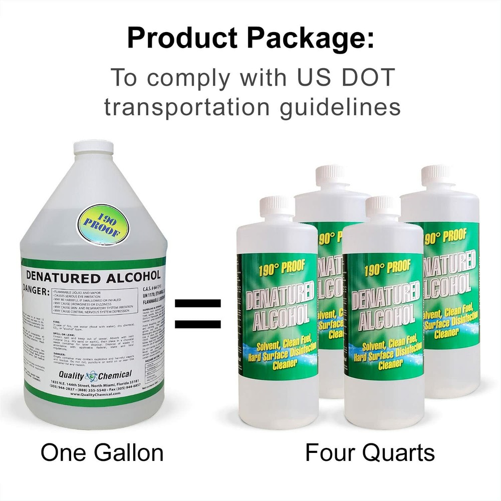Denatured Alcohol (Ethanol) 190 proof / 2 Gallon Case