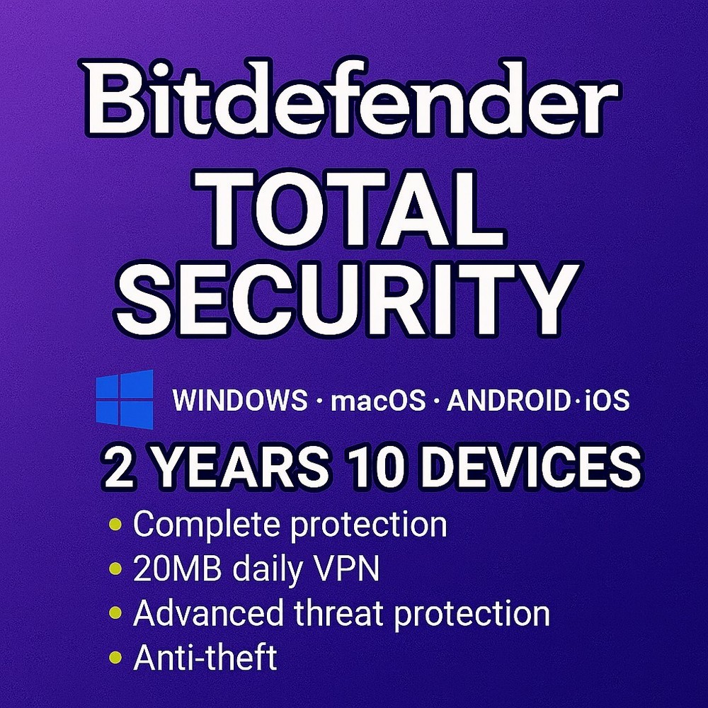 🔥 Bitdefender Total Security 🔥2 Years | 10 PC | Windows | Trusted Seller