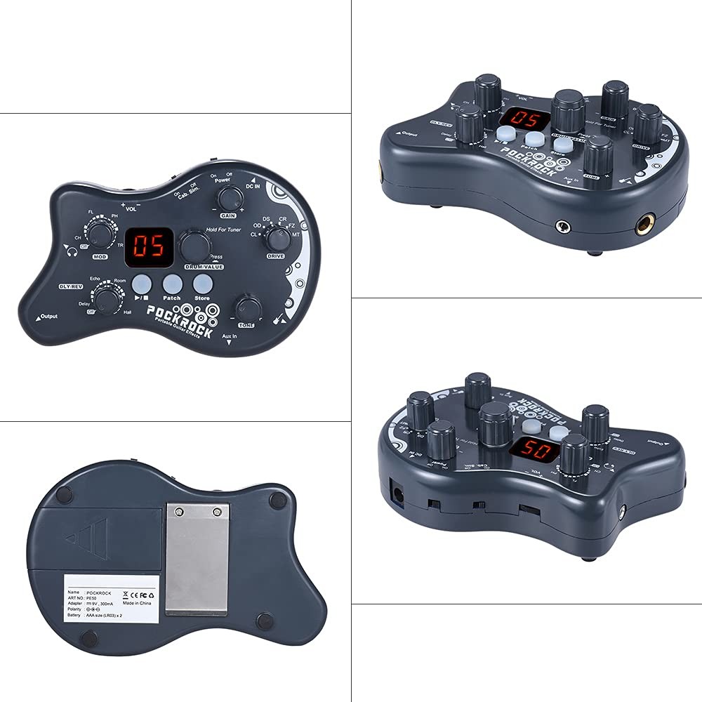 summina Portable Guitar Multi-effects Processor Effect Pedal 15 Effect Types 40