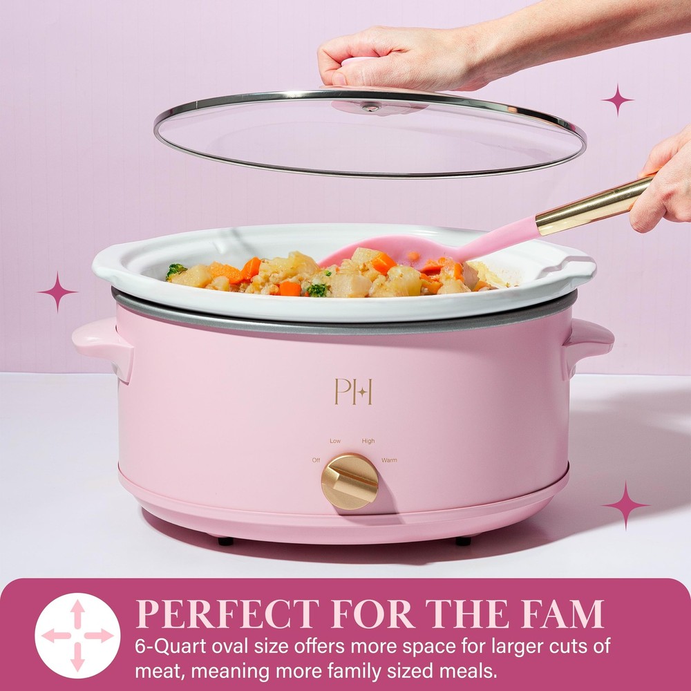 6-Quart Manual Slow Cooker, Features Three Settings (Low, High, Warm), Natura...